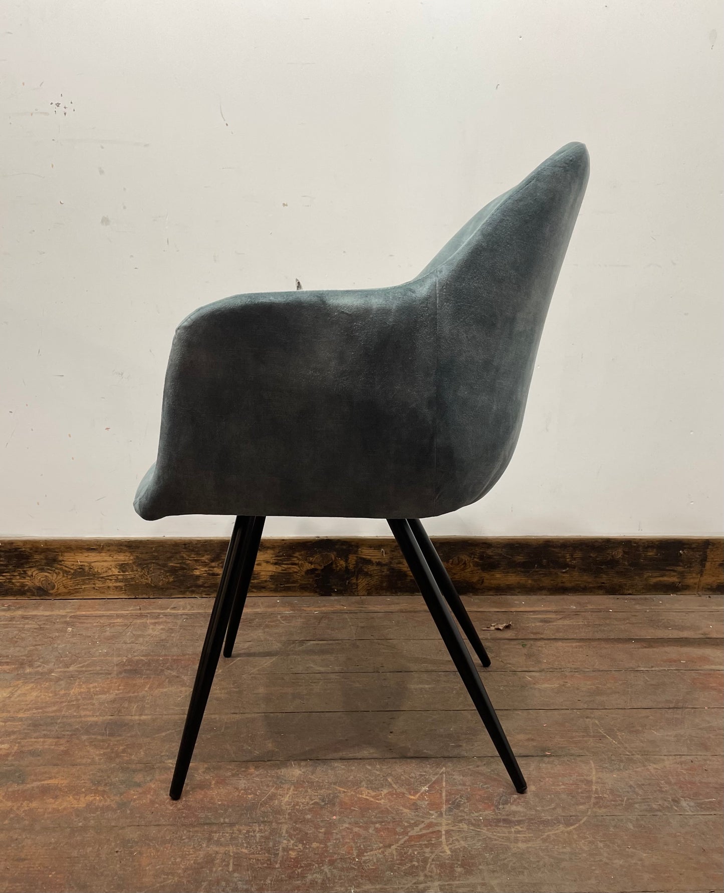 Light blue / teal 'vintage velvet' dining chair