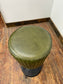 Green Ribbed Leather Bar Stool