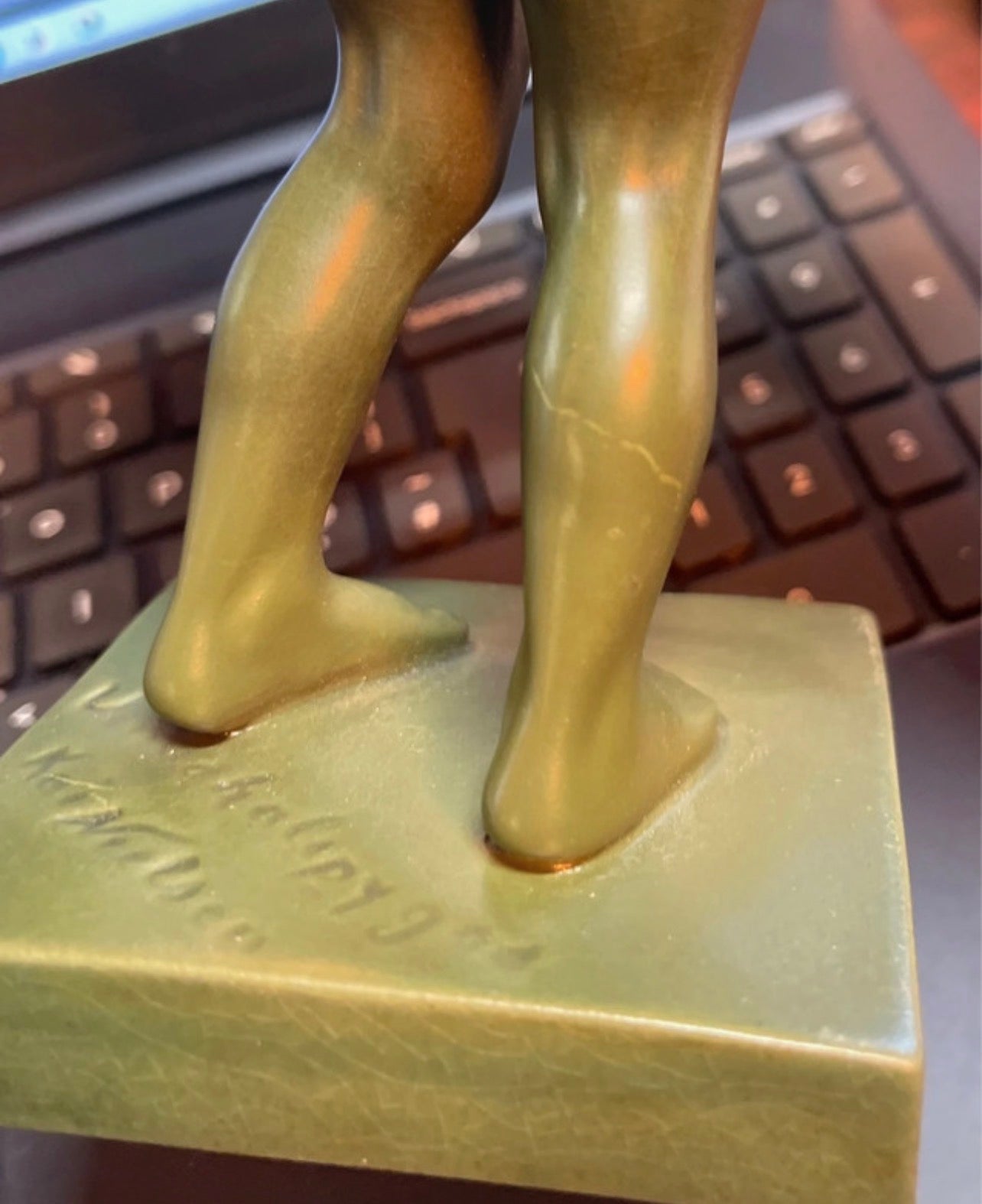 Vintage jade green-glazed figure by Kai Nielsen