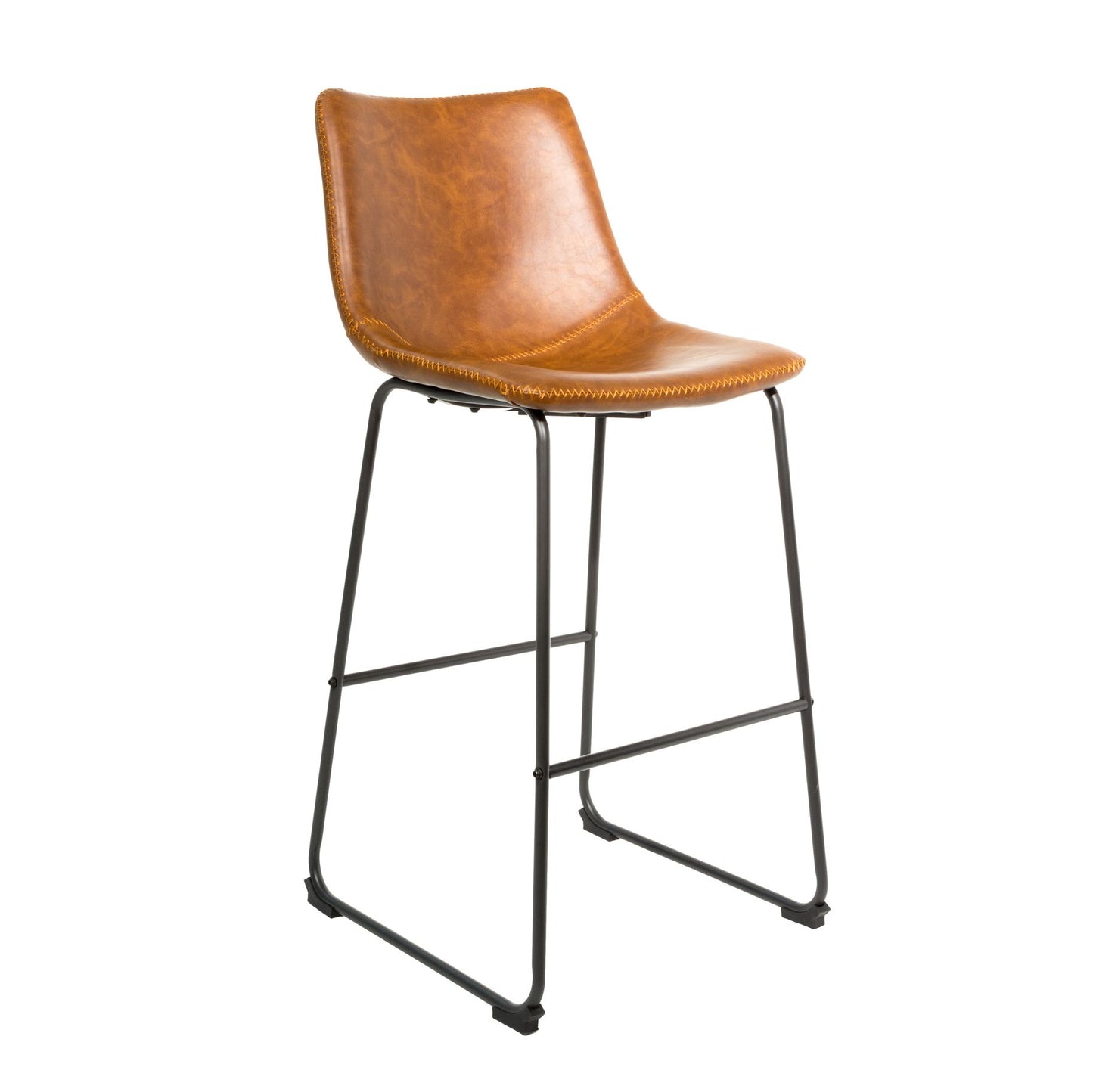 Pair of Tan Vegan Leather Bar Stools