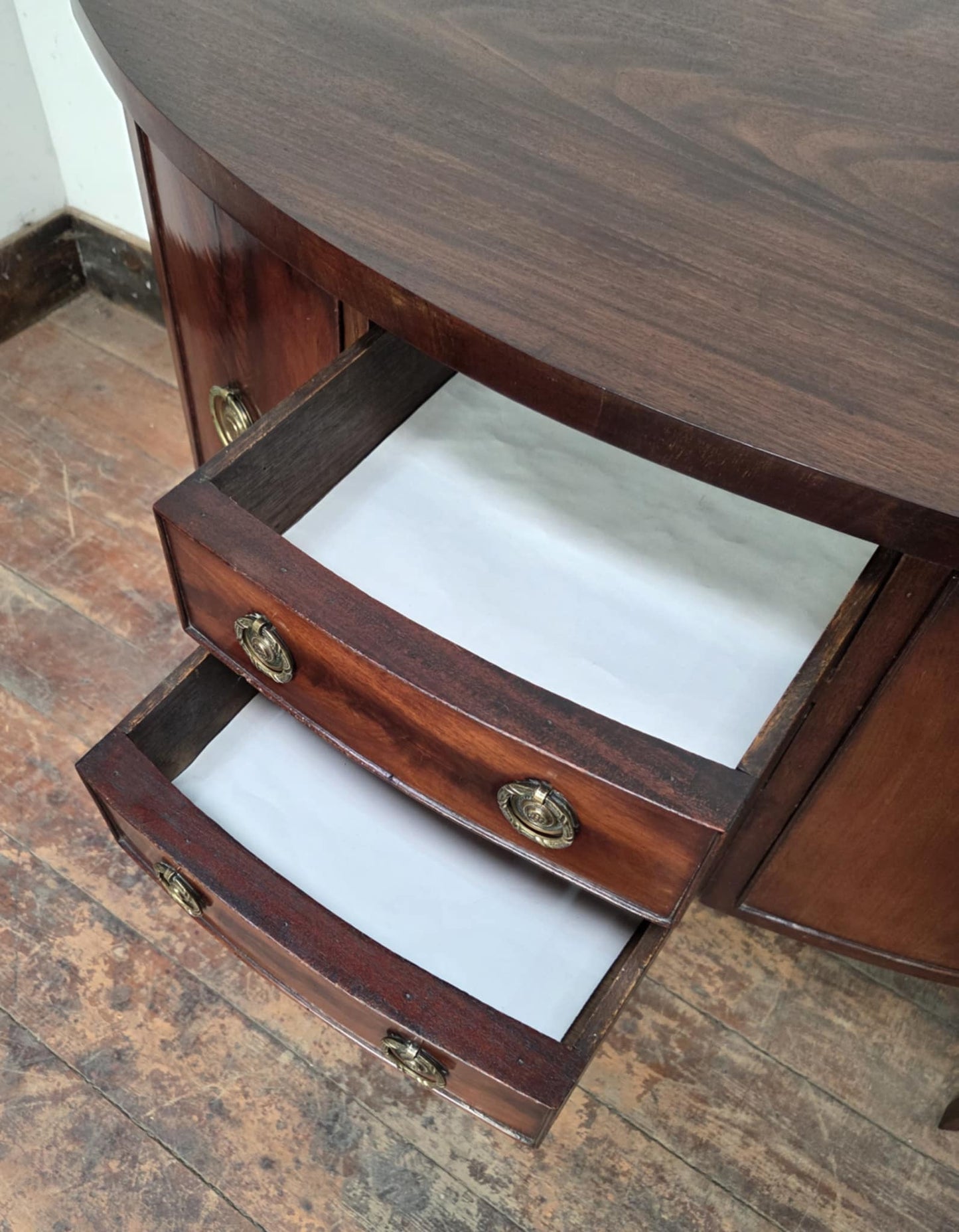 Antique Georgian Mahogany Sideboard with Brass Ring Handles