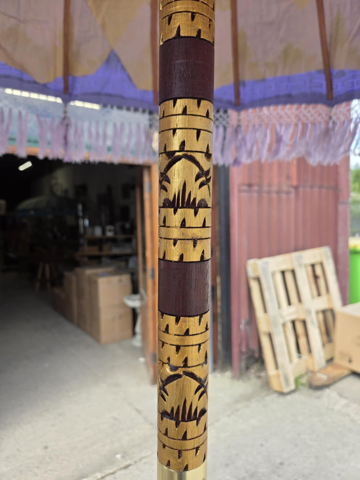 Handmade Bali Sun Parasol - Violet and Gold (Base not included)