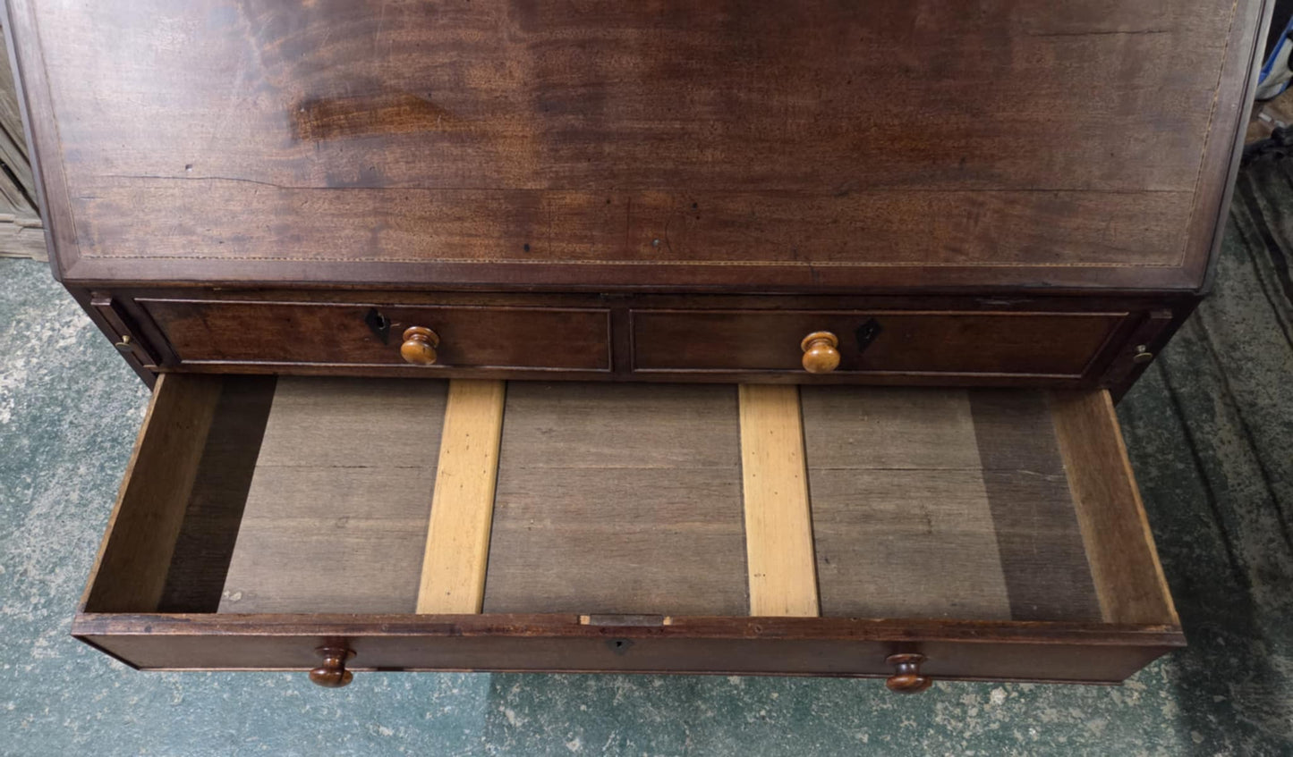 Vintage Repro Oak Writing Bureau with Fold Down Writing Surface