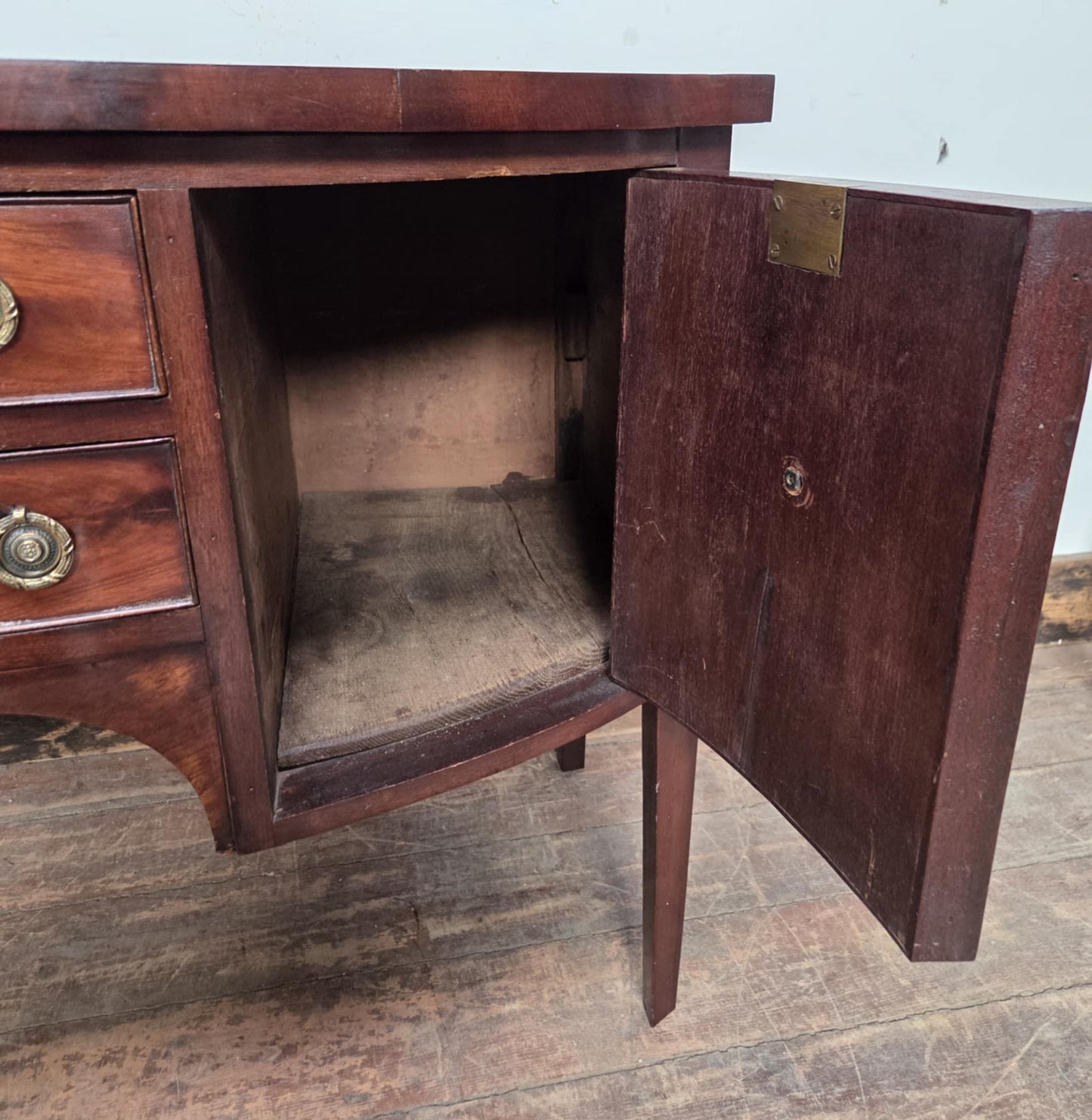 Antique Georgian Mahogany Sideboard with Brass Ring Handles