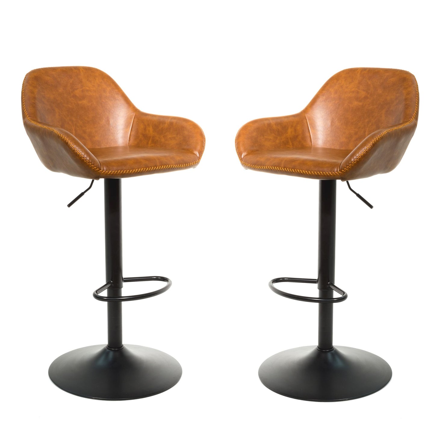 2 tan Chevy bar stools