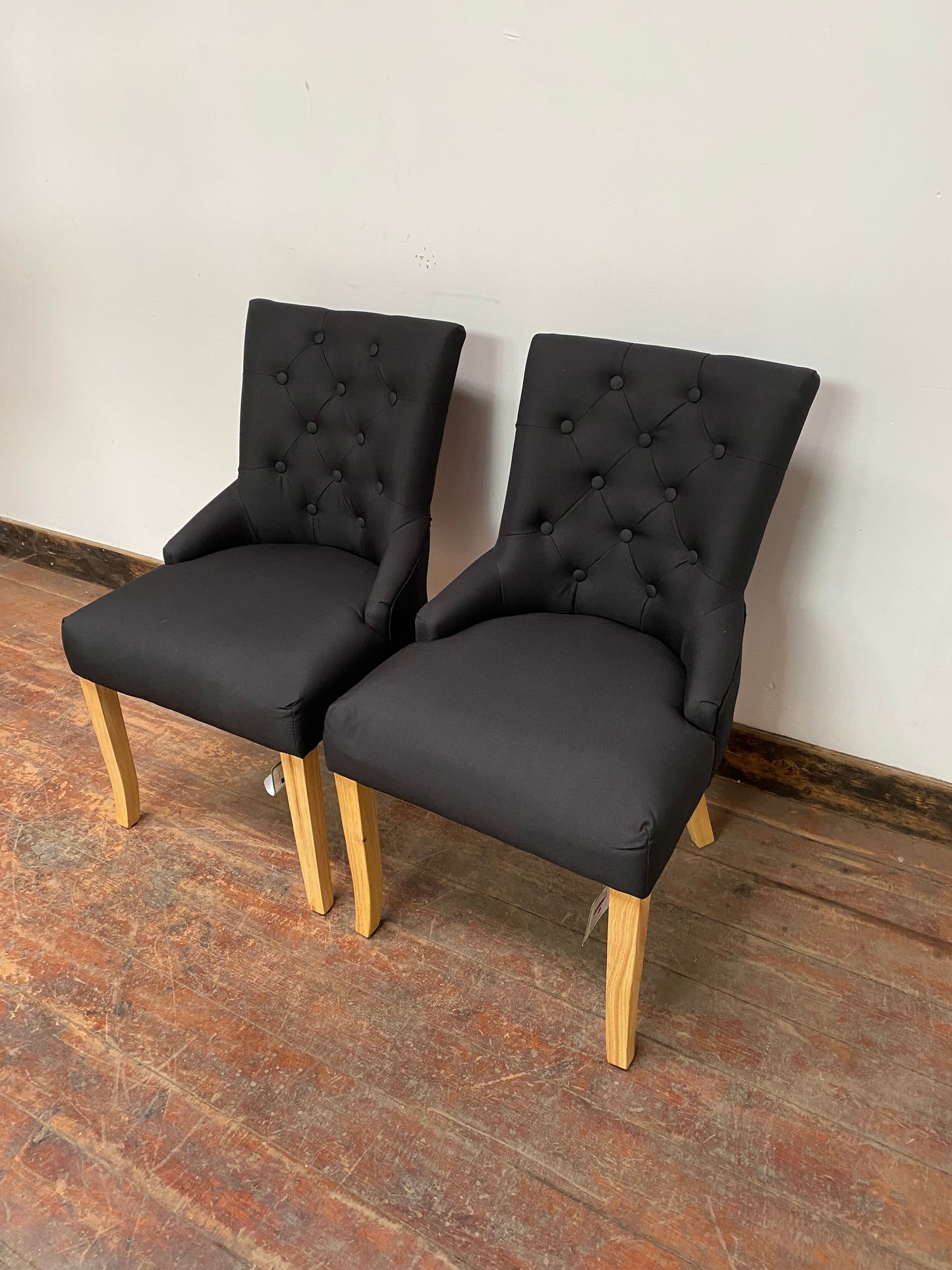 PAIR OF BLACK DINING CHAIRS (NEW)