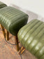 2 Green Leather Pommel Bar Stools