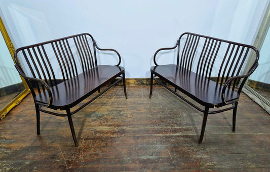 Pair of Dark Vintage Bentwood Benches
