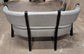 Grey Faux Leather Indoor Pub / Bar/ Cafe Bench with Black Wooden Frame