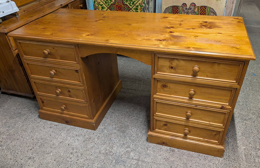 Large Pine Filing Desk / Seven Drawers