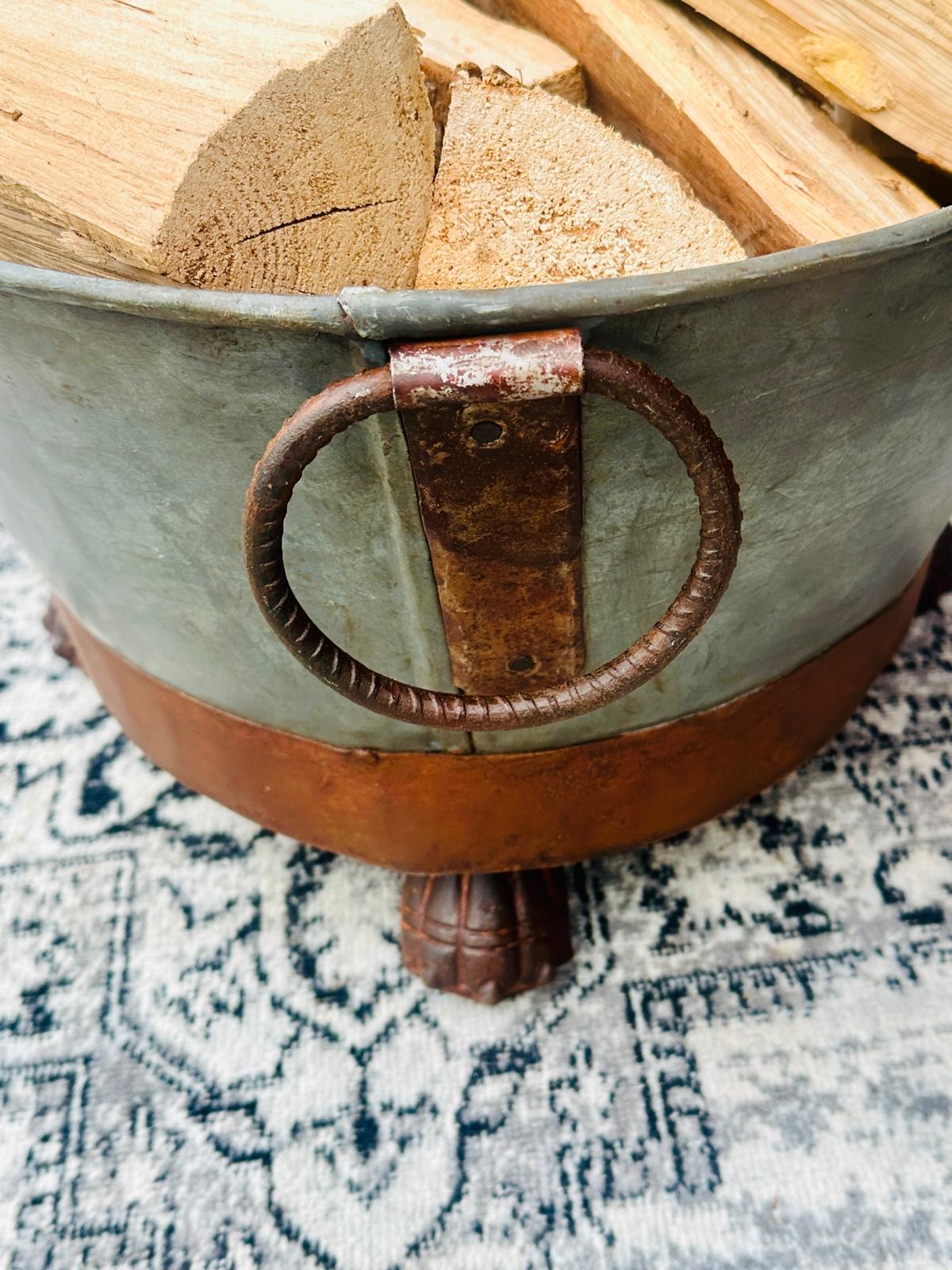 GWR Great Western Railway Metal Log Basket Firewood Holder Decorative Fireside Bowl