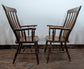 Pair of Solid Wooden Windsor Armchairs Farmhouse Kitchen Dining Chairs