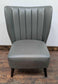 Set of 8 high back grey comfy faux-leather and fabric chairs