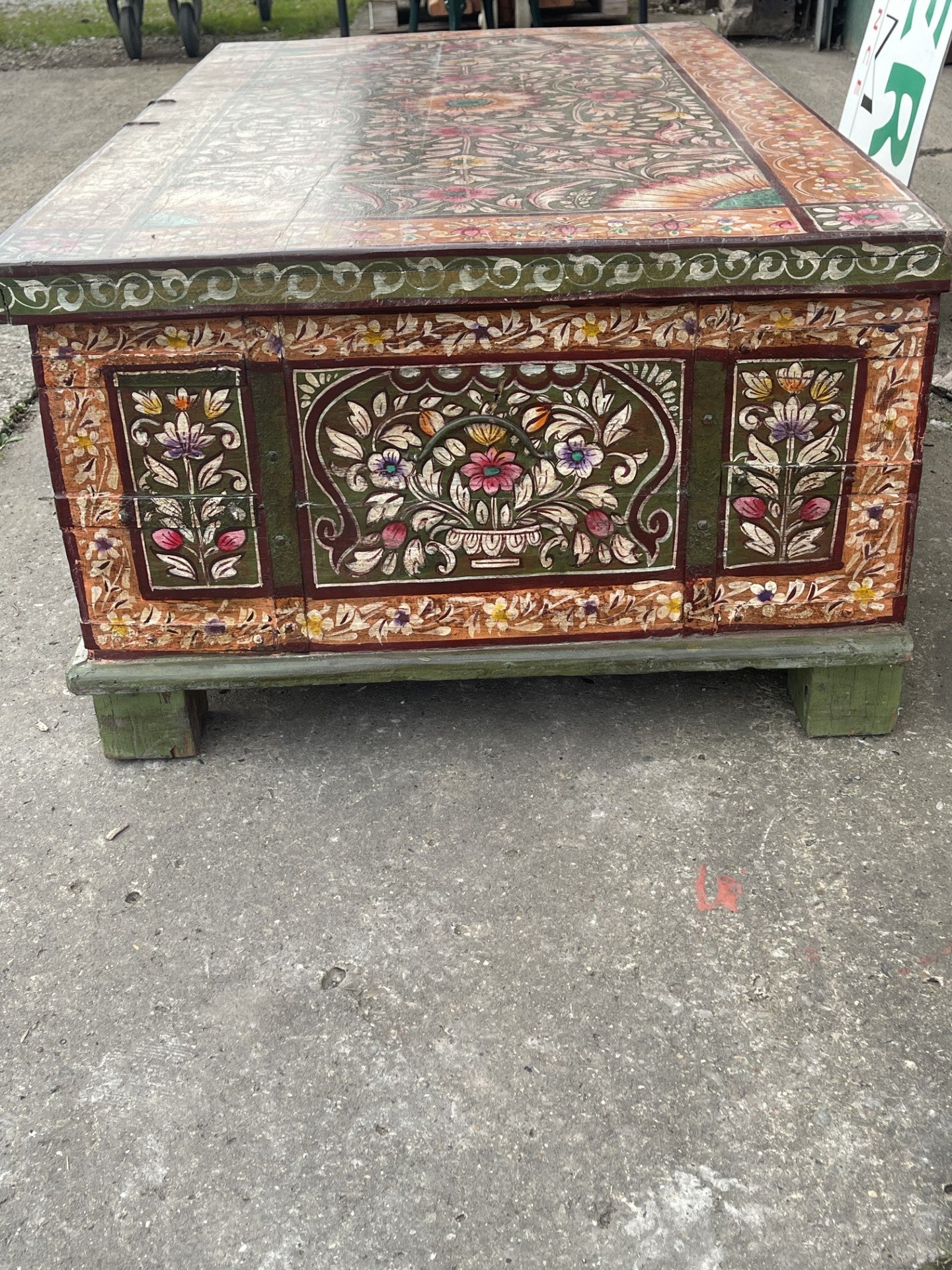 Hand Painted Indian Style Coffee Table Storage Chest Floral Decorative Trunk