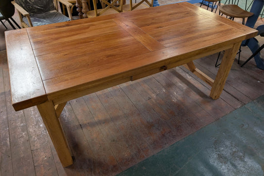 Wooden Rectangular Dining Table with Two Drawers