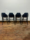 Set of 4 Black Genuine Leather Bar Stools Restaurant Bar Pub