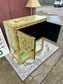 Hand Painted Floral Wooden Cabinet with Double Doors and Display Shelf