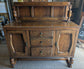 Vintage Oak Dresser / Brass Handles / 3 Drawers / 2 Cabinets