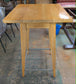 Square Poseur Table / Light Wood Finish / Metal Footbar