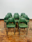 Set of 8 Green Leather Dining Chairs Armchairs Metal Legs Restaurant Cafe