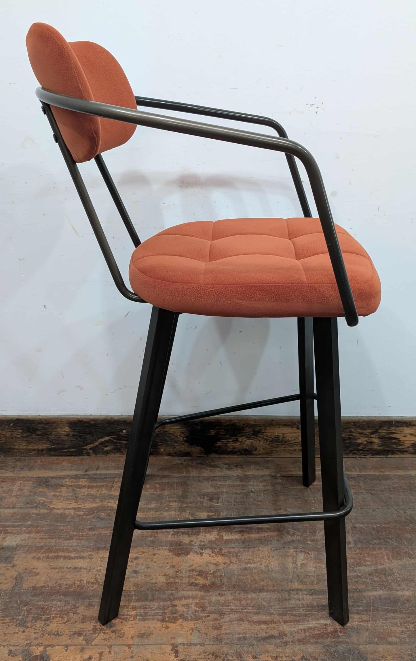 Set of 4 mixed colour bar stools (2 teal, 2 orange) for cafe / pub / restaurant