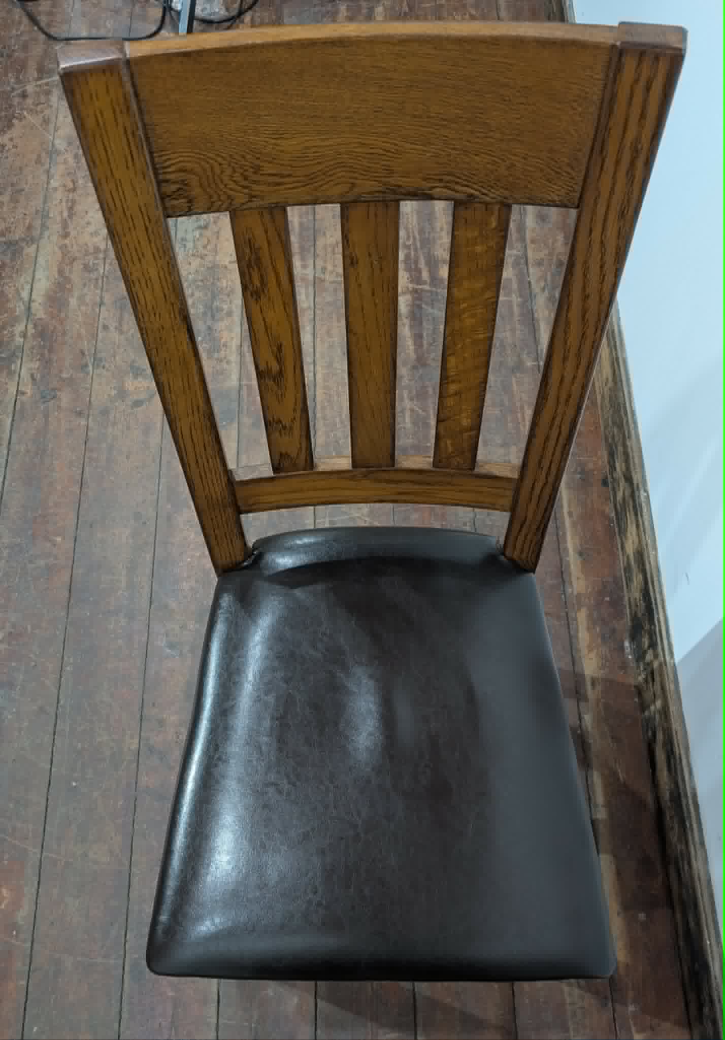 Set of Four Dining / Pub Chairs / Black Leather Seats