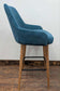 Set of 4 teal suede-like fabric bar stools for cafe / pub / restaurant