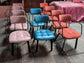 Set of 10 mixed colour faux-leather & fabric chairs for cafe / pub / restaurant