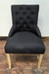Black Linen Fabric Dining Chair with Light Wood Legs
