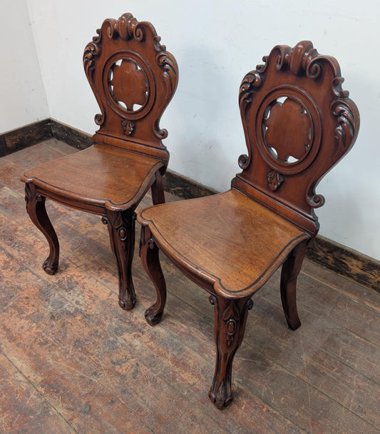 Pair of Victorian Carved Vintage Oak Chairs