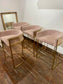 Round Black Pedestal Table & 4 Pink Velvet Gold Frame Bar Stools Set
