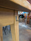 Square Poseur Table / Light Wood Finish / Metal Footbar