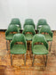 Set of 8 Green Leather Dining Chairs Armchairs Metal Legs Restaurant Cafe