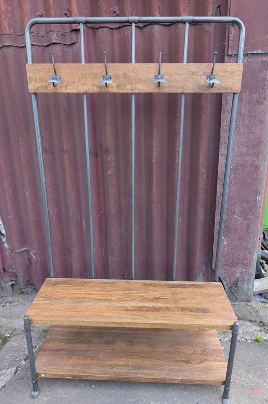 Hallway Coat Rack / Shoe Storage / Mud Room Unit / Industrial Style