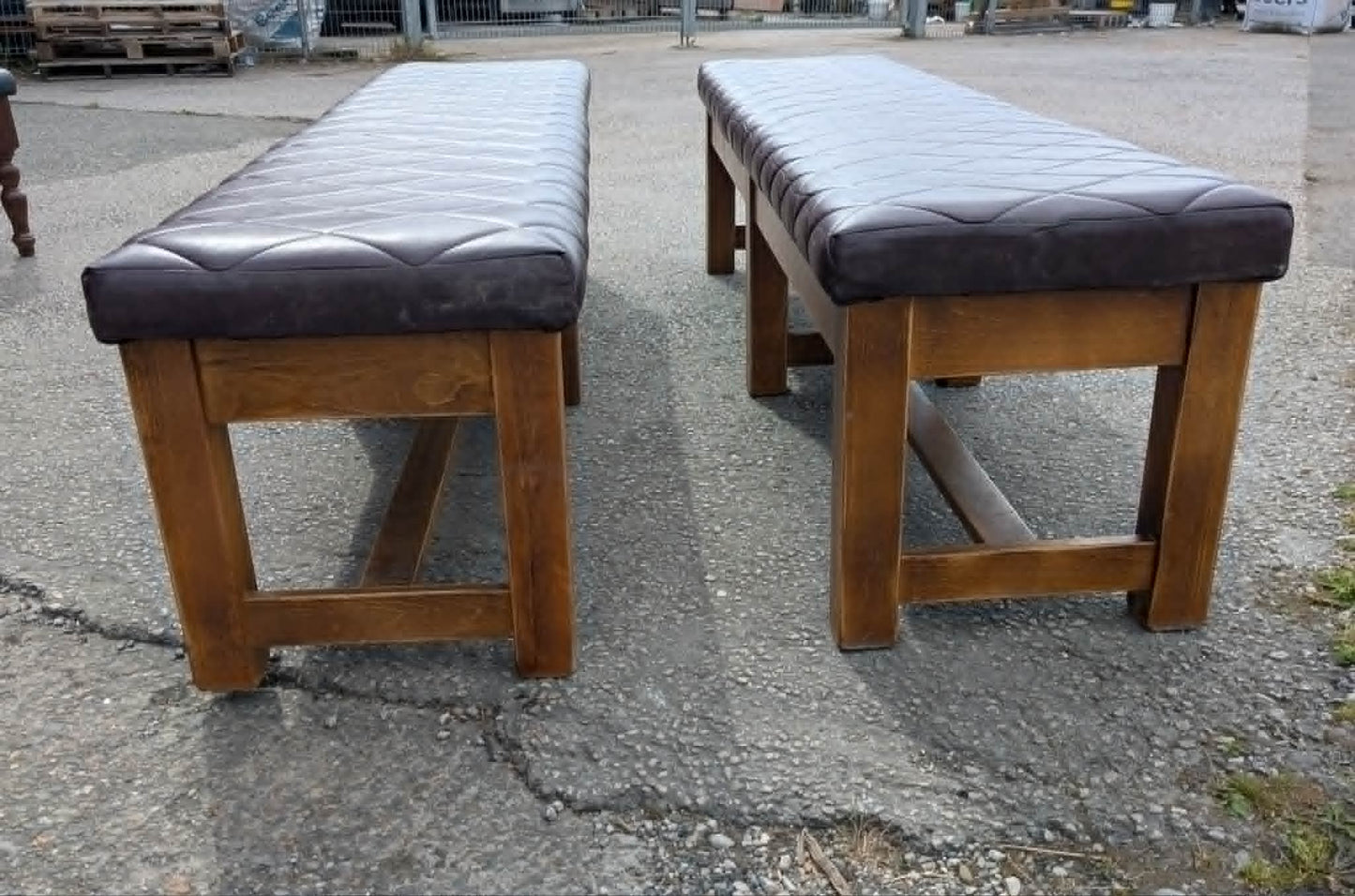 Large upholstered pub benches