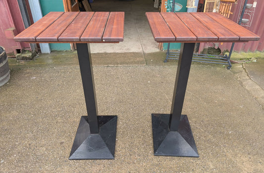 Pair of Tall Poseur / Bar / Pub Tables / Black Steel Bases