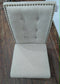 Set of Four Off-White Fabric Upholstered Dining Chairs / Brass Studs
