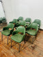 Set of 8 Green Leather Dining Chairs Armchairs Metal Legs Restaurant Cafe
