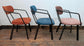 Set of 10 mixed colour faux-leather & fabric chairs for cafe / pub / restaurant