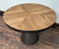 Small Circular Coffee Table with Wooden Top and Steel Frame