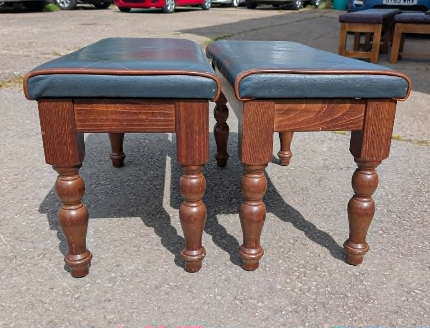 Small upholstered pub benches