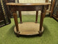Wooden, Glass-Topped Coffee Table with Brass Details