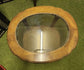 Wooden, Glass-Topped Coffee Table with Brass Details