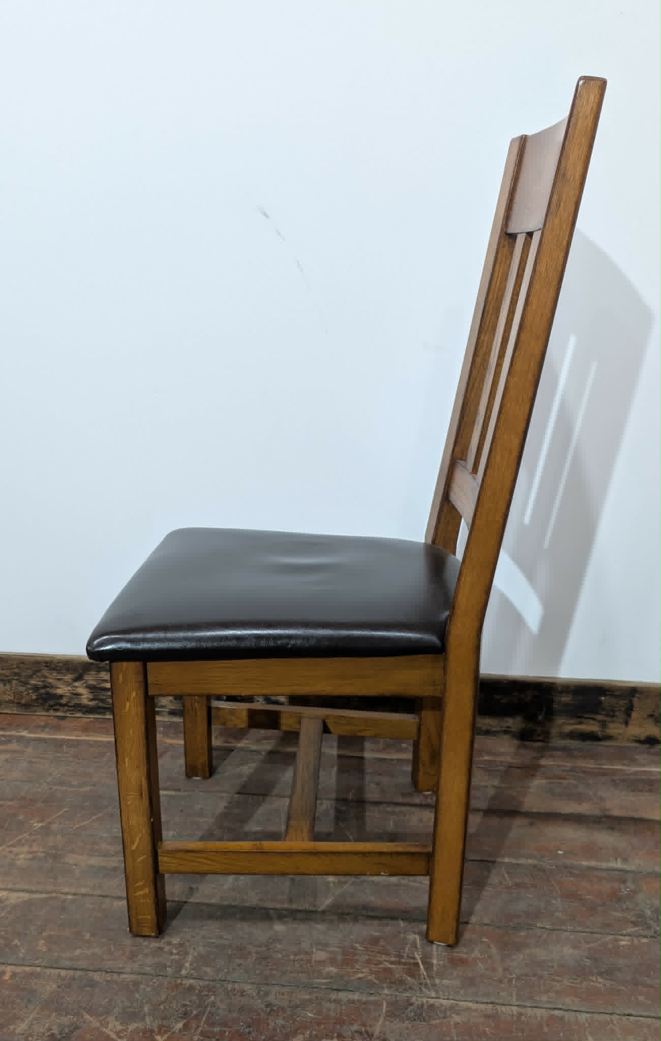 Set of Four Dining / Pub Chairs / Black Leather Seats