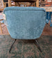 Small Teal Shell Back Chenille Armchair / Steel Legs