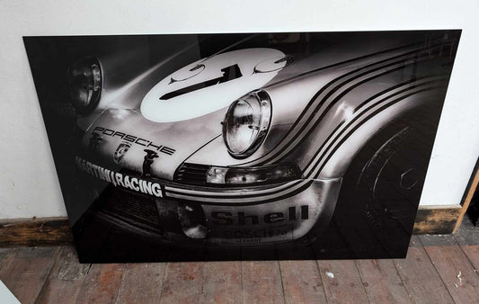 Porsche Rally Car Glass Wall Hanging
