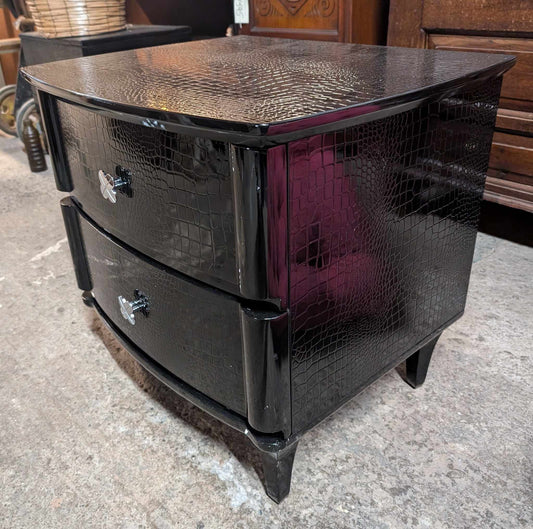Small Black Chest of Drawers with Soft Closing Drawers and Snakeskin Texture