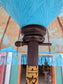 Handmade Bali Sun Parasol - Sky Blue and Gold (Base not included)