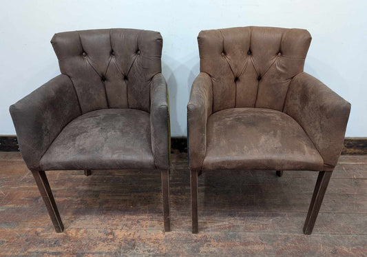Pair of Suede-Like Tub Chairs with Coloured Fabric Backs (Two Mixed Colours)