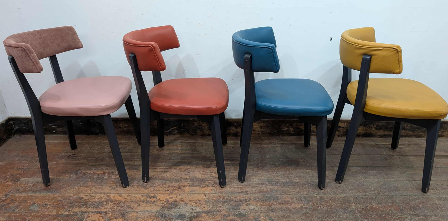 Set of 4 mixed colour faux-leather chairs for cafe / pub / restaurant